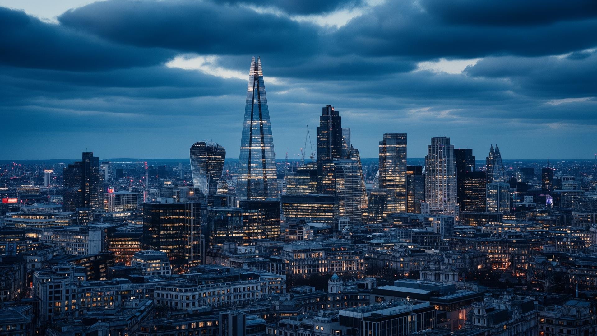 London skyline at dusk
